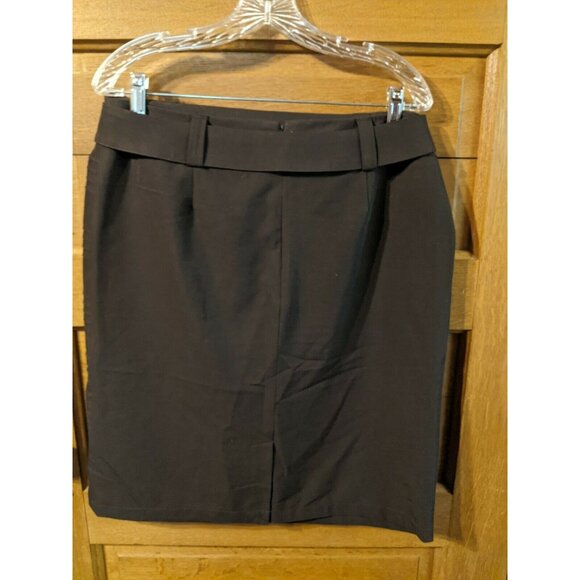 Dressbarn Size 12 Skirt Brown Straight Pleated Belt Lined Womens - Picture 2 of 5
